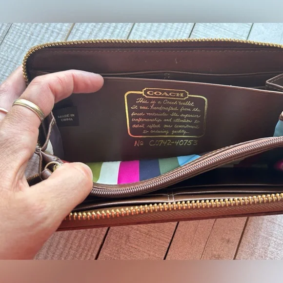 Coach Signature Striped Legacy Denim Accordion Zipper Wallet #40753 - Picture 11 of 14